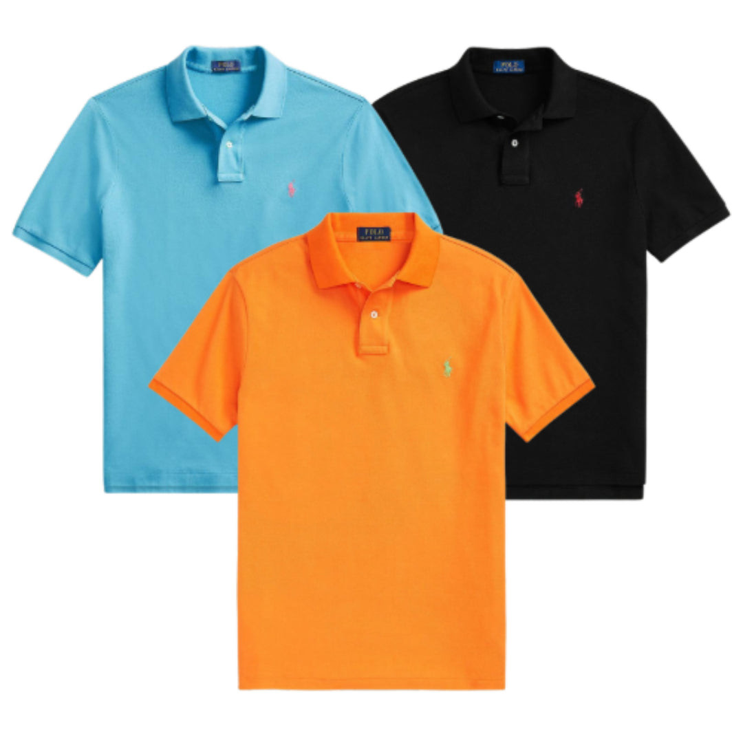 Kaufen Sie 1, erhalten Sie 3 – Polo-Shirt-Set aus Piqué-Baumwolle