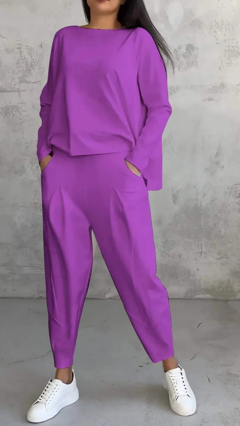 Modernes Komfort-Set: Langarmshirt + Hose