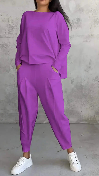 Modernes Komfort-Set: Langarmshirt + Hose